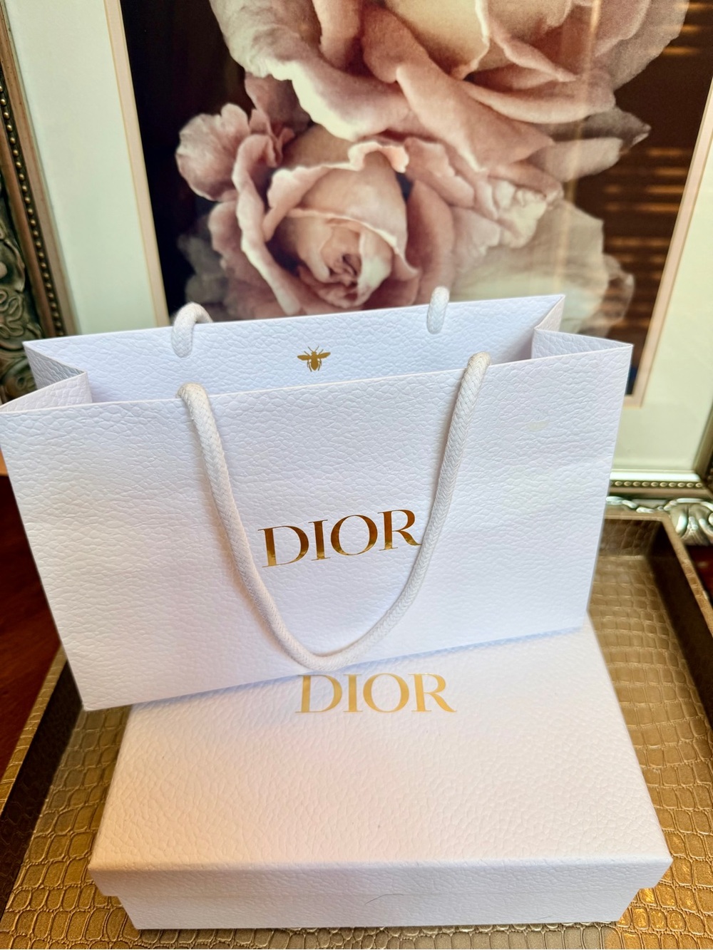 Christian Dior White Textured Gift Bag & Presentation Box Set for Luxury Gifting